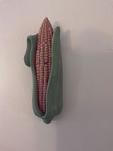 Hand Sculpted Clay Mexican Folkart Maize Figure, Small, Brown & Pastel Green Husk