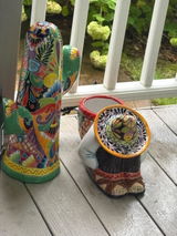 Hand Painted Talavera Mexican Sleeping Man  “Panchito” Planter Pot, Multicolor