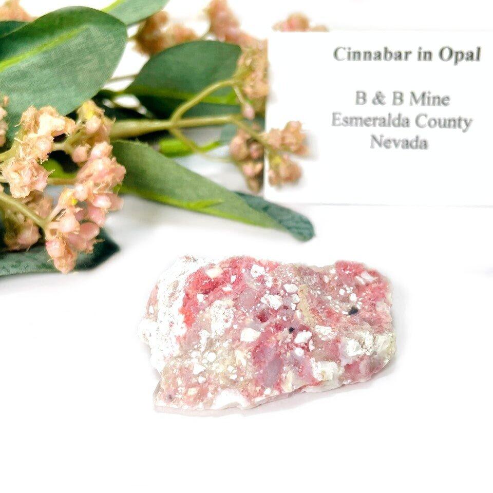 Cinnabar in Opal Mineral Specimen (Nevada, USA)
