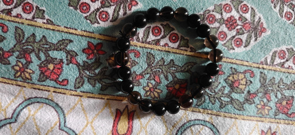 Smoky Quartz & Black Obsidian Combination Bracelet (Protection)