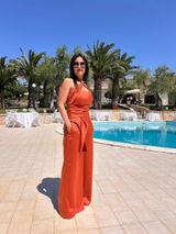 25. Set completo due pezzi bustier top incrociato e pantalone palazzo - PREORDINA
