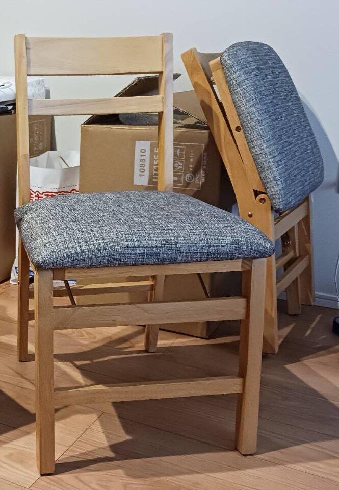 2脚セット］ダイニングチェア 折りたたみ式 完成品 木製〔11719192
