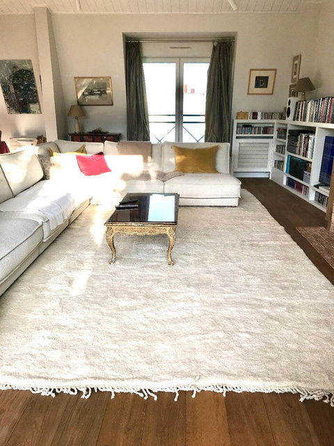 Grand Tapis Mrirt berbère blanc crème XXL