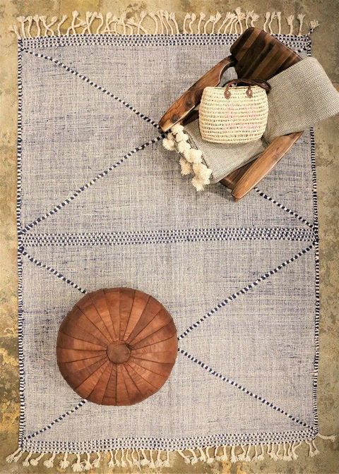 Tapis Salon Berbère Zanafi Bleu Jean