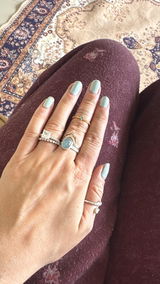 925 Sterling Silver Natural Aquamarine Natural Oval Daily Wear Ring