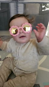 Teeny Baby Polarized Floral Sunglasses with Strap - Pink Reflective
