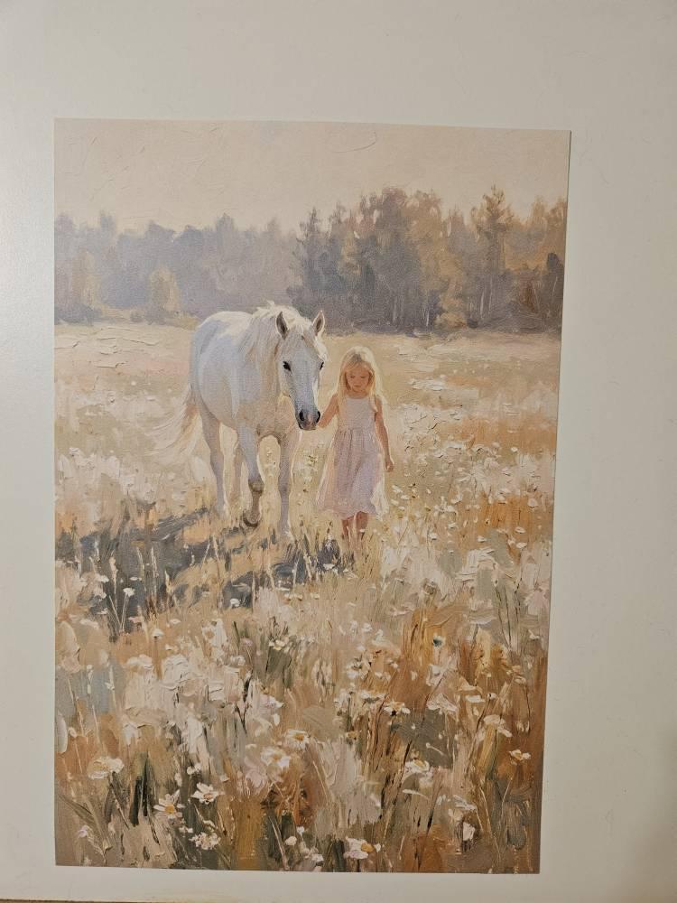 Blue Vintage Horse Farm Wall Art Set of 3, Rustic Decor