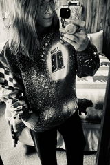 Bleached Racing Hoodie: Personalized Name & Number, Checkered Flag Apparel