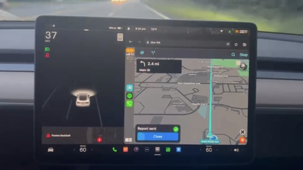 Owner photo: navigation on a Model 3 screen