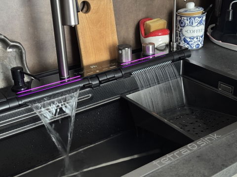 Multifunctional kitchen sink | Tetra Sink | 24NBS304R75 | Multifunctional sink for kitchen with deep trough and high-quality waterfall mixer