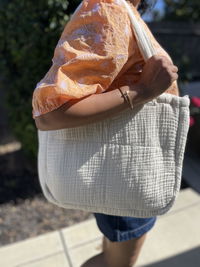 The Muslin Grid Tote Bag Natural