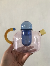 Contrasting Color Glass Teapot