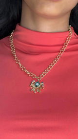 Sunburst Evil Eye Pendant Chain