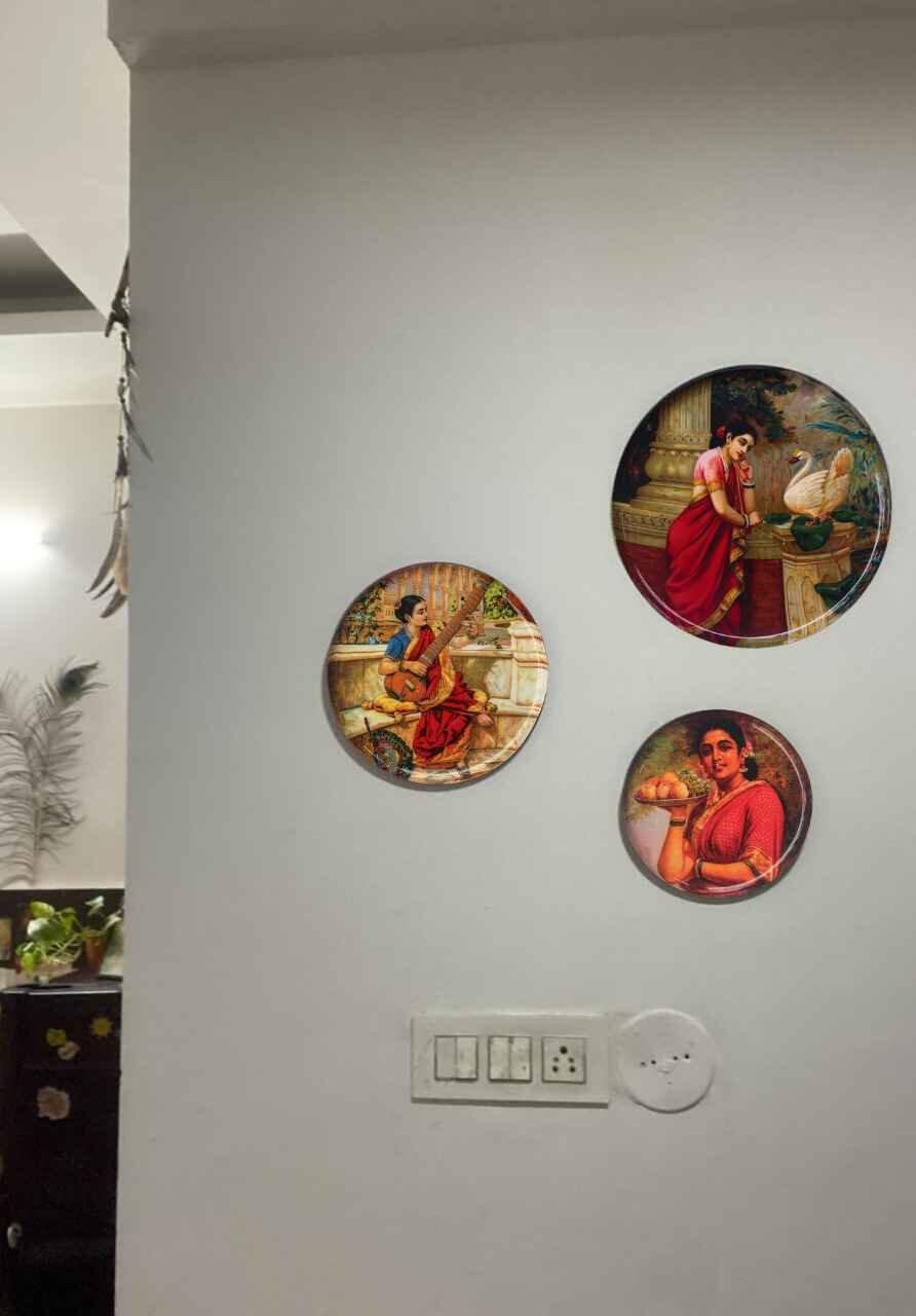 Classic Raja Ravi Varma Metal Wall Art – Set of 3 Plates