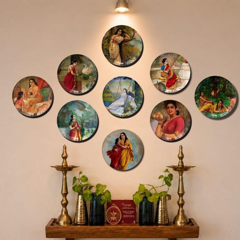 Raja Ravi Varma | Nine Timeless Tales of India – Metal Wall Plate Set