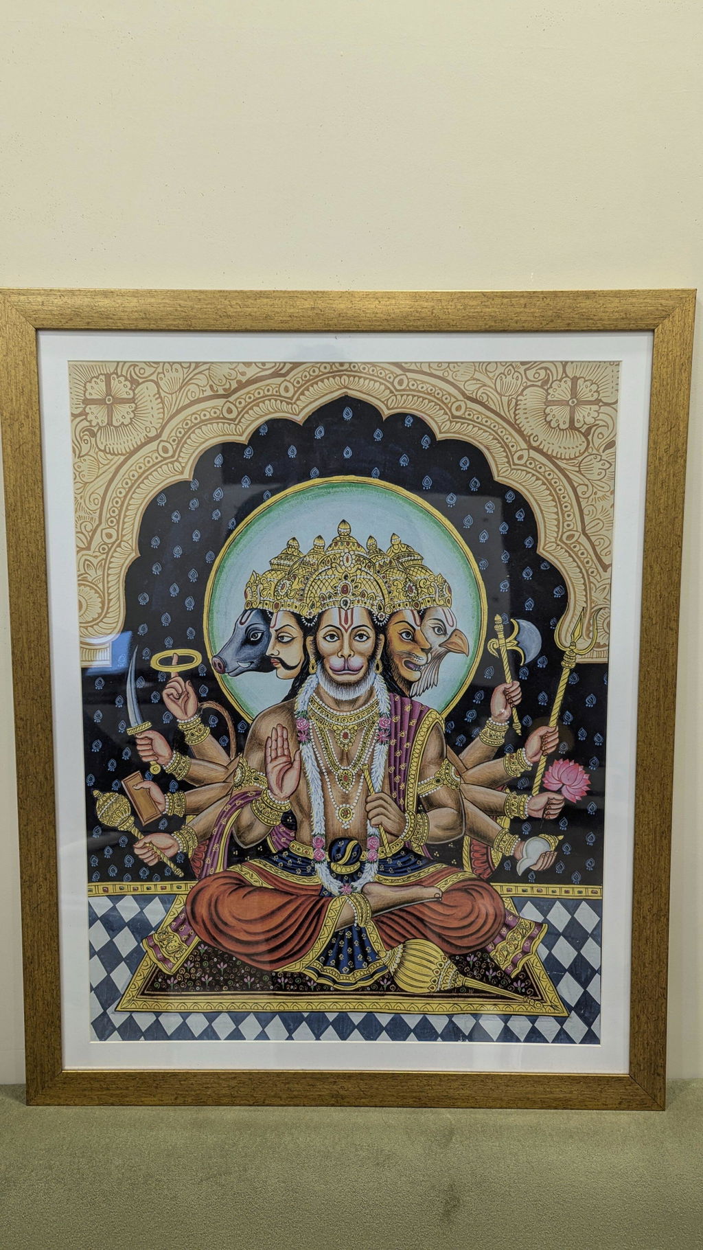 Panchmukhi Hanumanji Divine Seating Asana | Vastu-Friendly Art