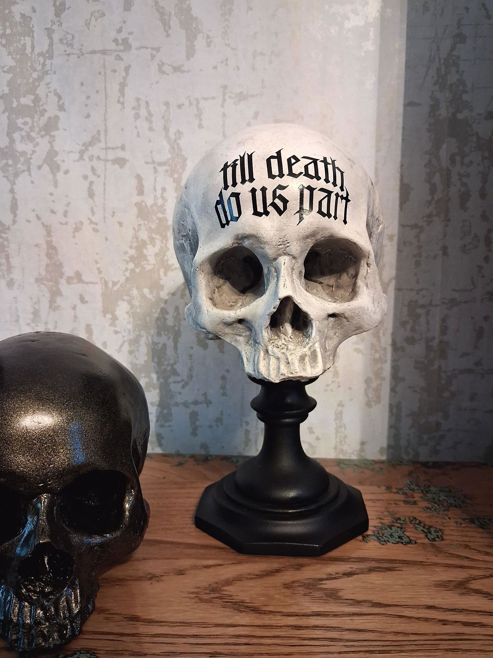 Till Death Skull Plinth - Natural – The Blackened Teeth Ltd