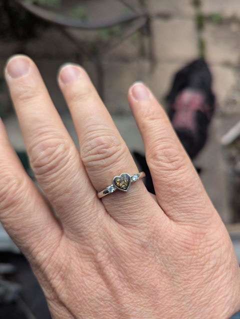 Memorial Ashes Gems Heart Ring