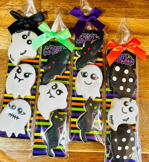 Happy Halloween and Dots Cookie Backer - Food Safe, Double Sided 2" x 7.5"