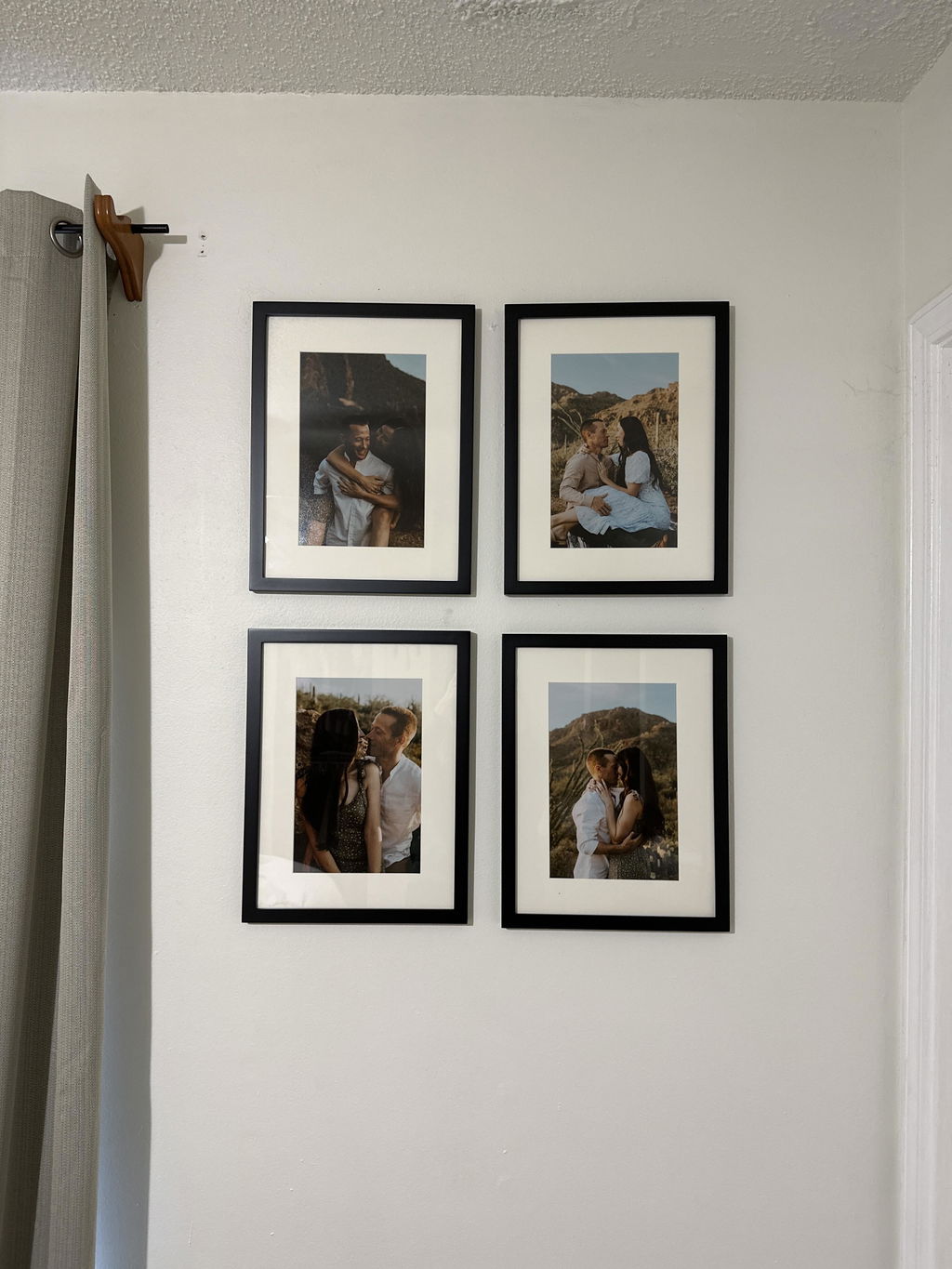 12" x 16" Solid Pine Wood 4 Pack Picture Frames with Tempered Glass, 8" x 12" Matted