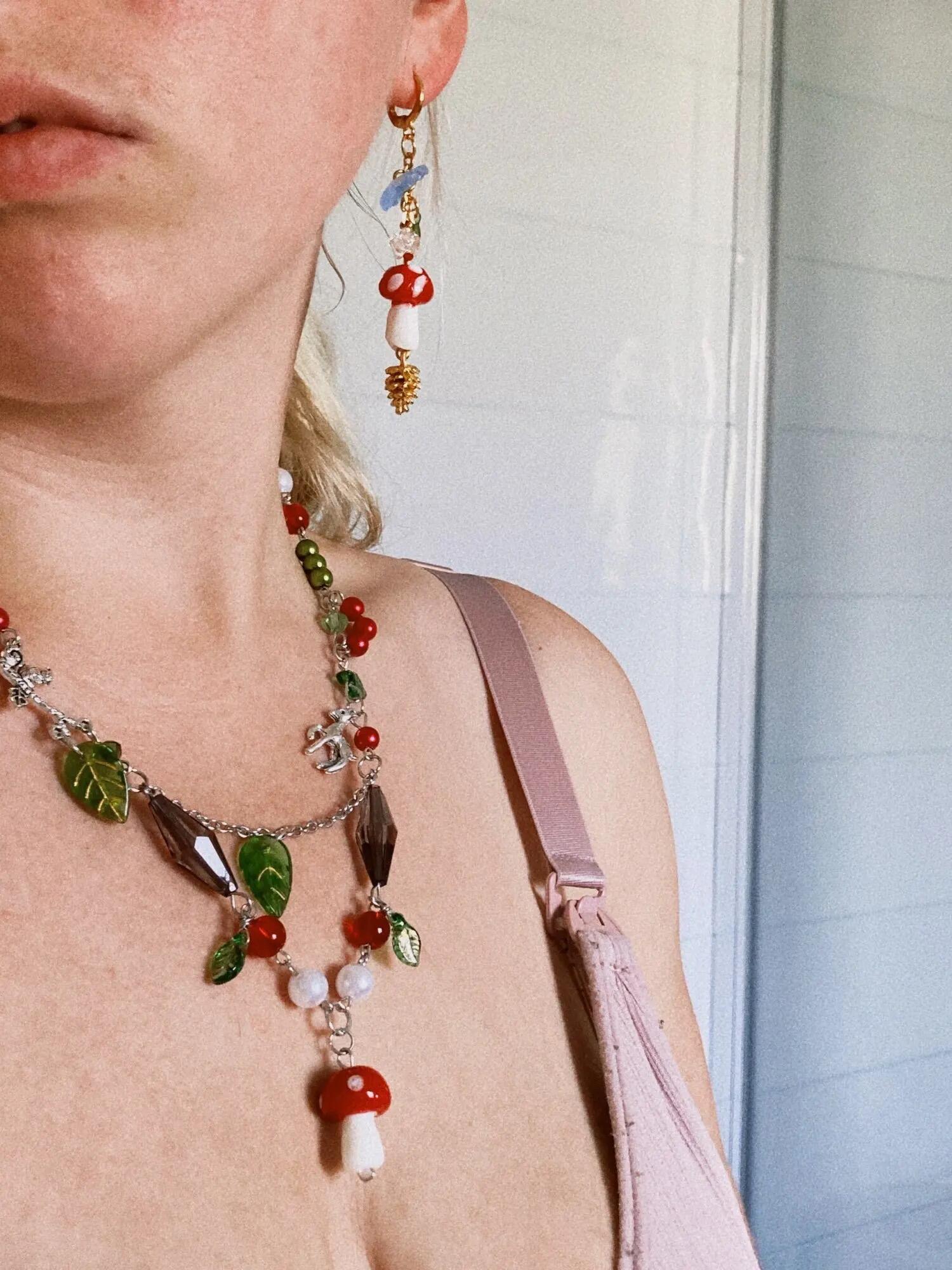 Mushroom Necklace, customer photo