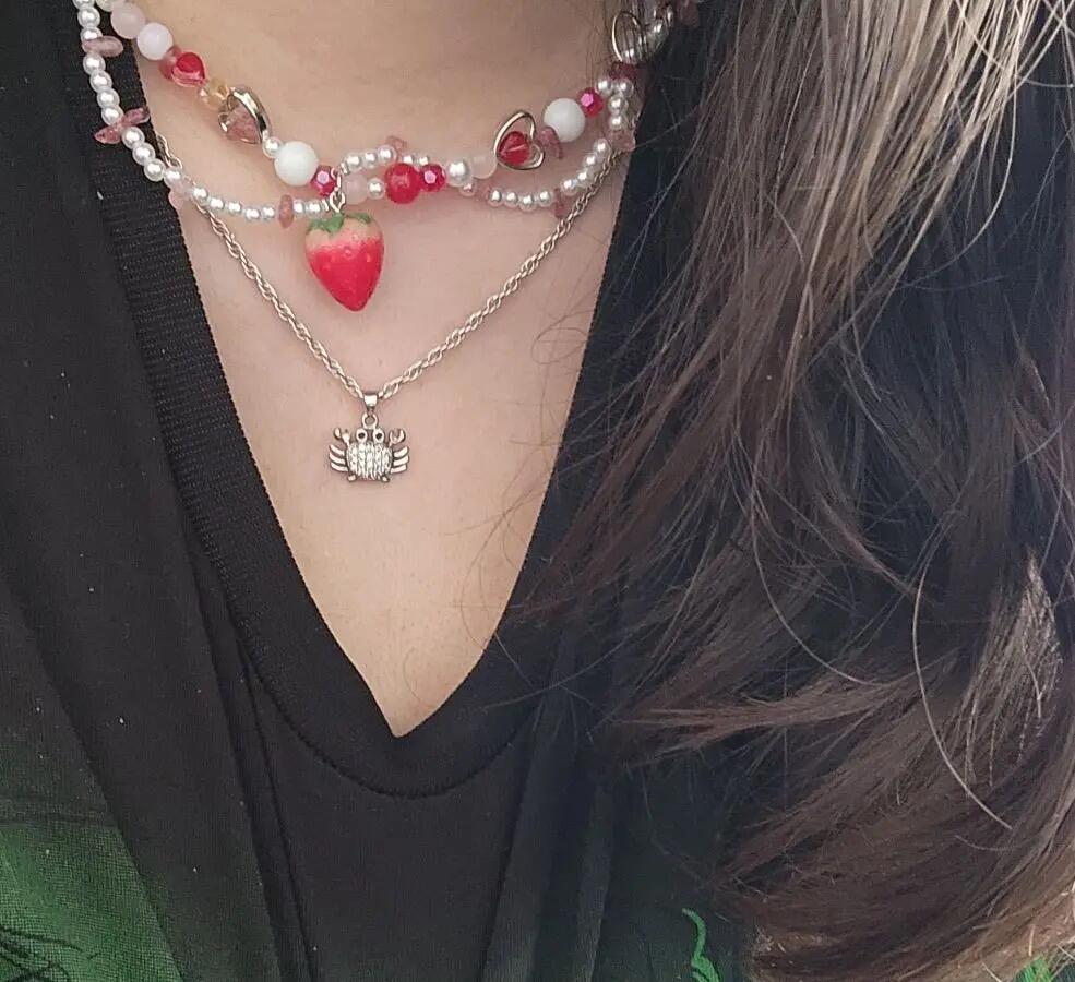 Strawberry Necklace, customer photo
