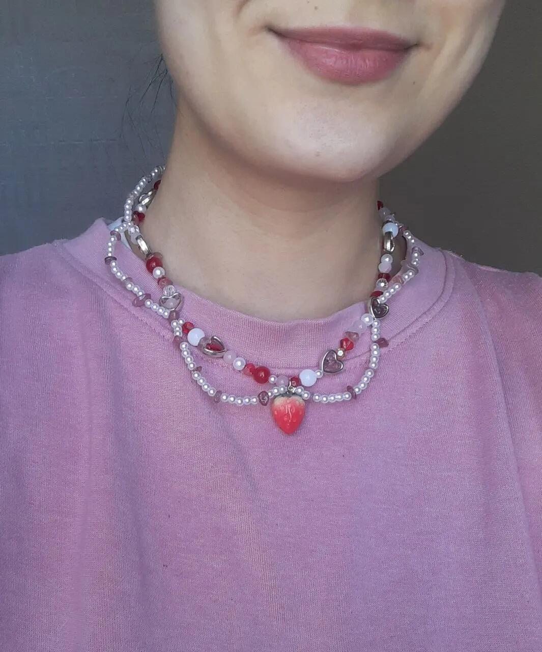 Strawberry Necklace, customer photo
