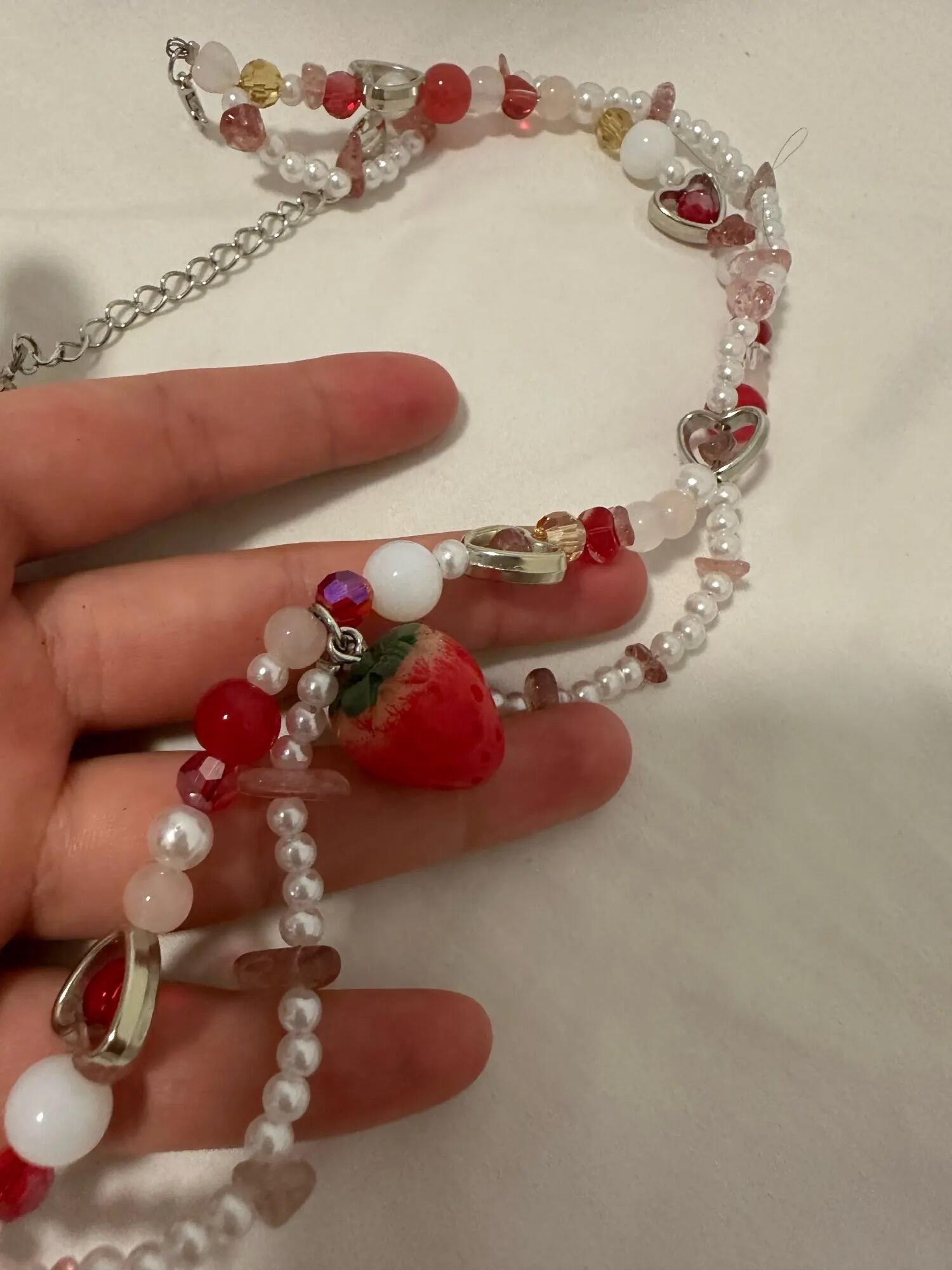 Strawberry Necklace, customer photo