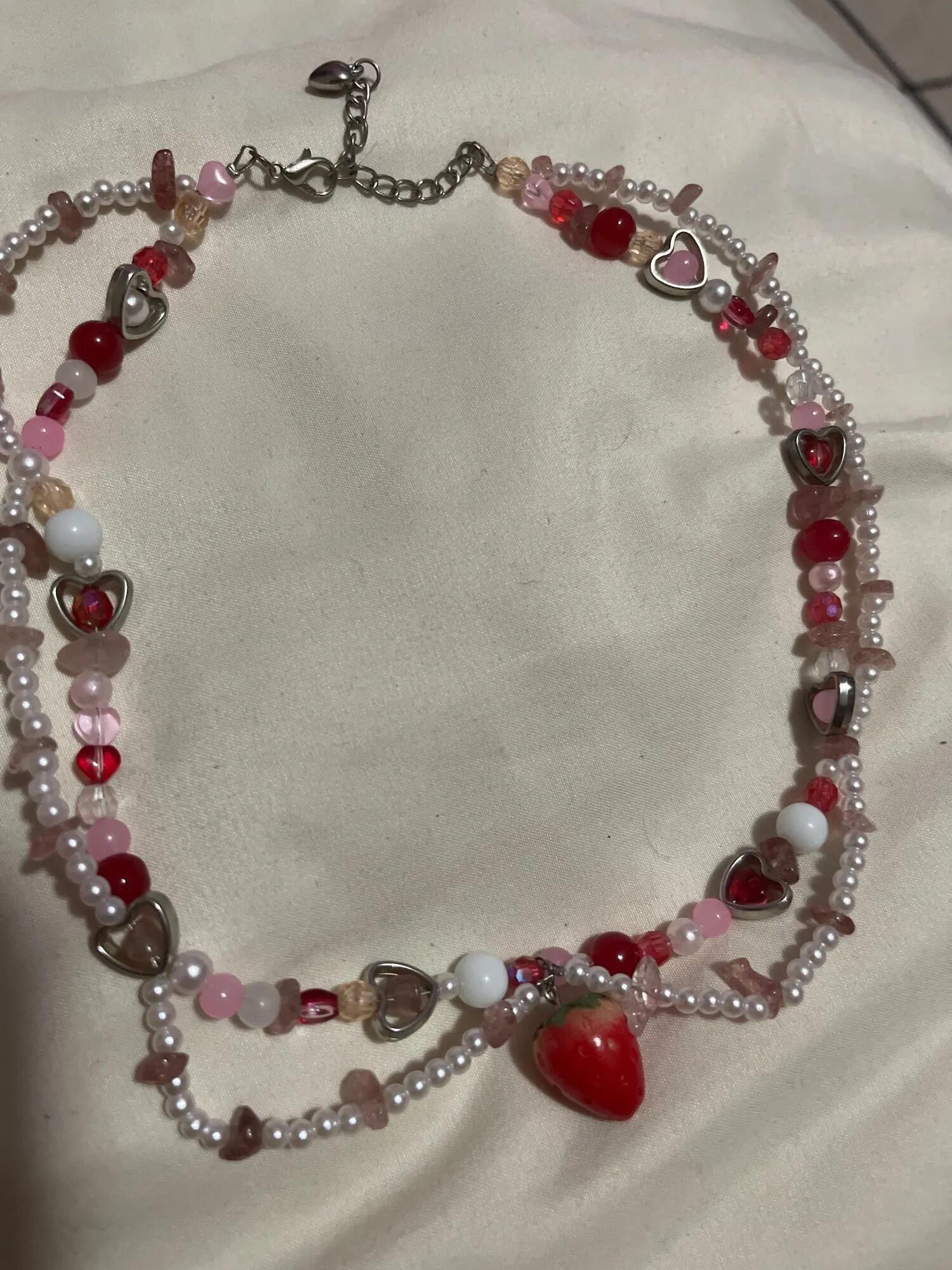 Strawberry Necklace, customer photo