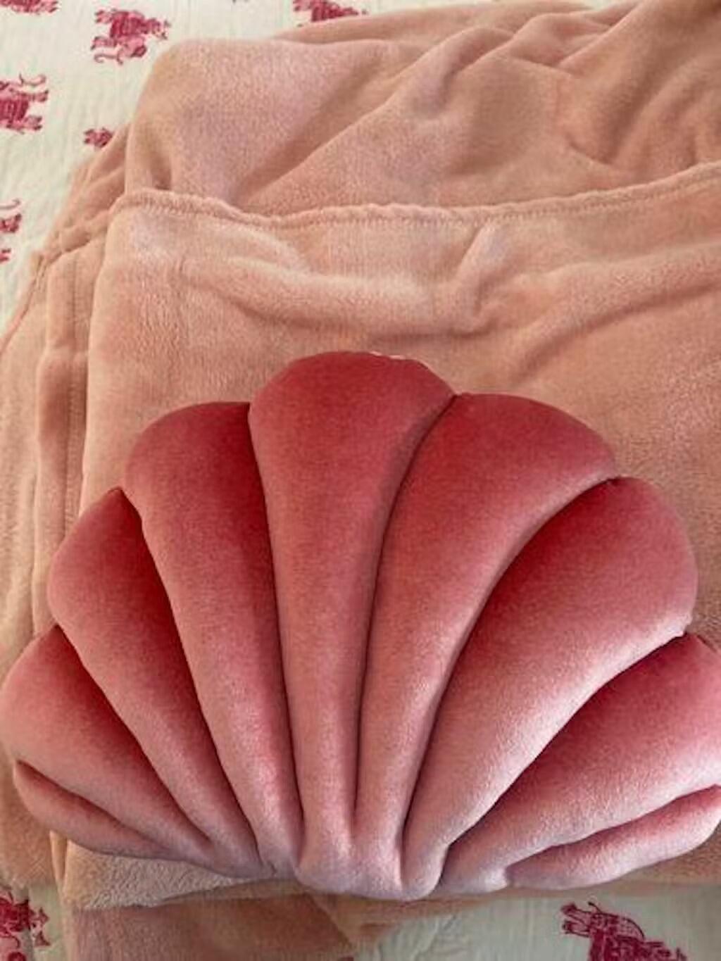 Sea Shell Velvet Throw Pillow, customer photo