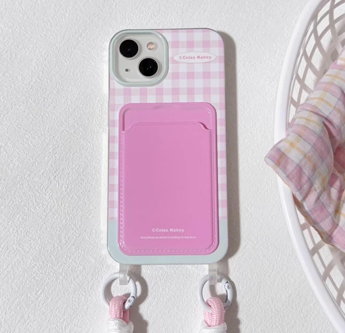 Pink Checkered iPhone Case, customer photo