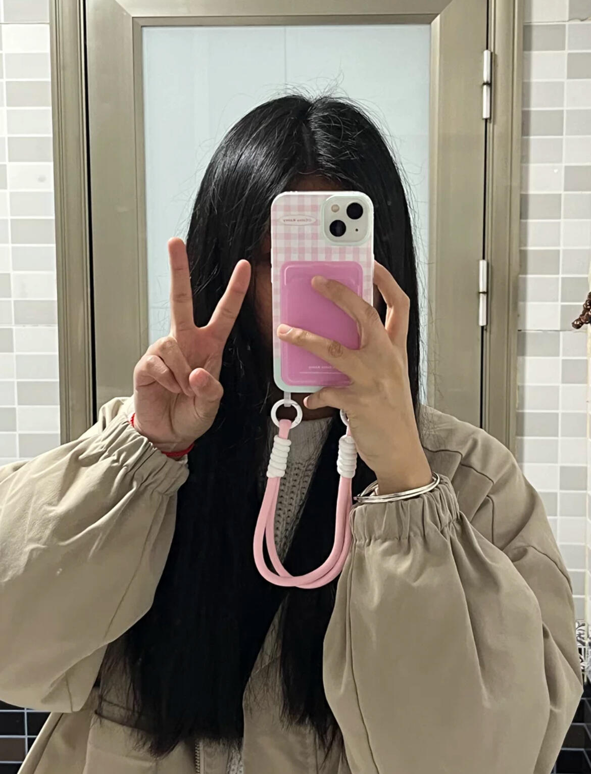 Pink Checkered iPhone Case, customer photo