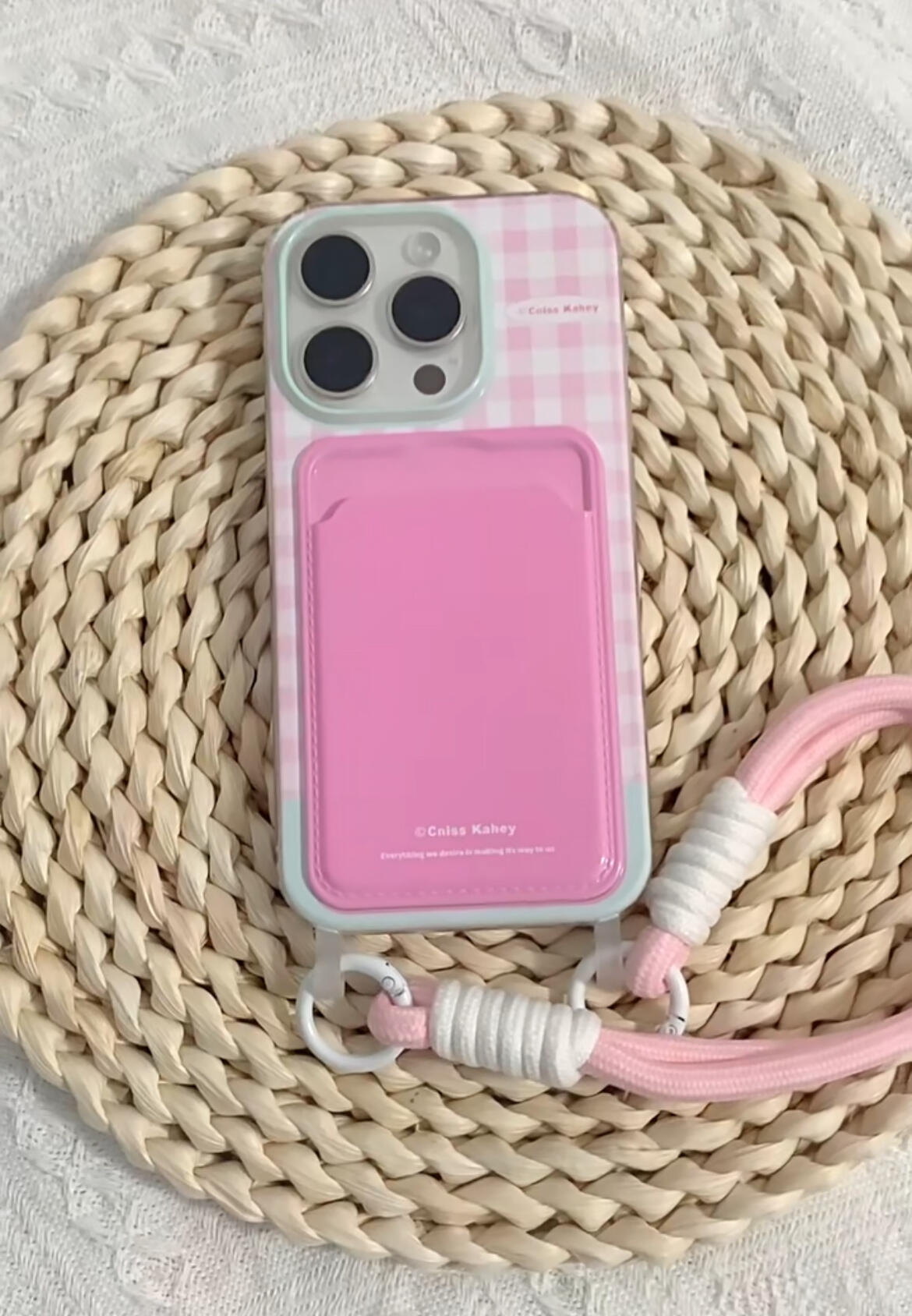 Pink Checkered iPhone Case, customer photo
