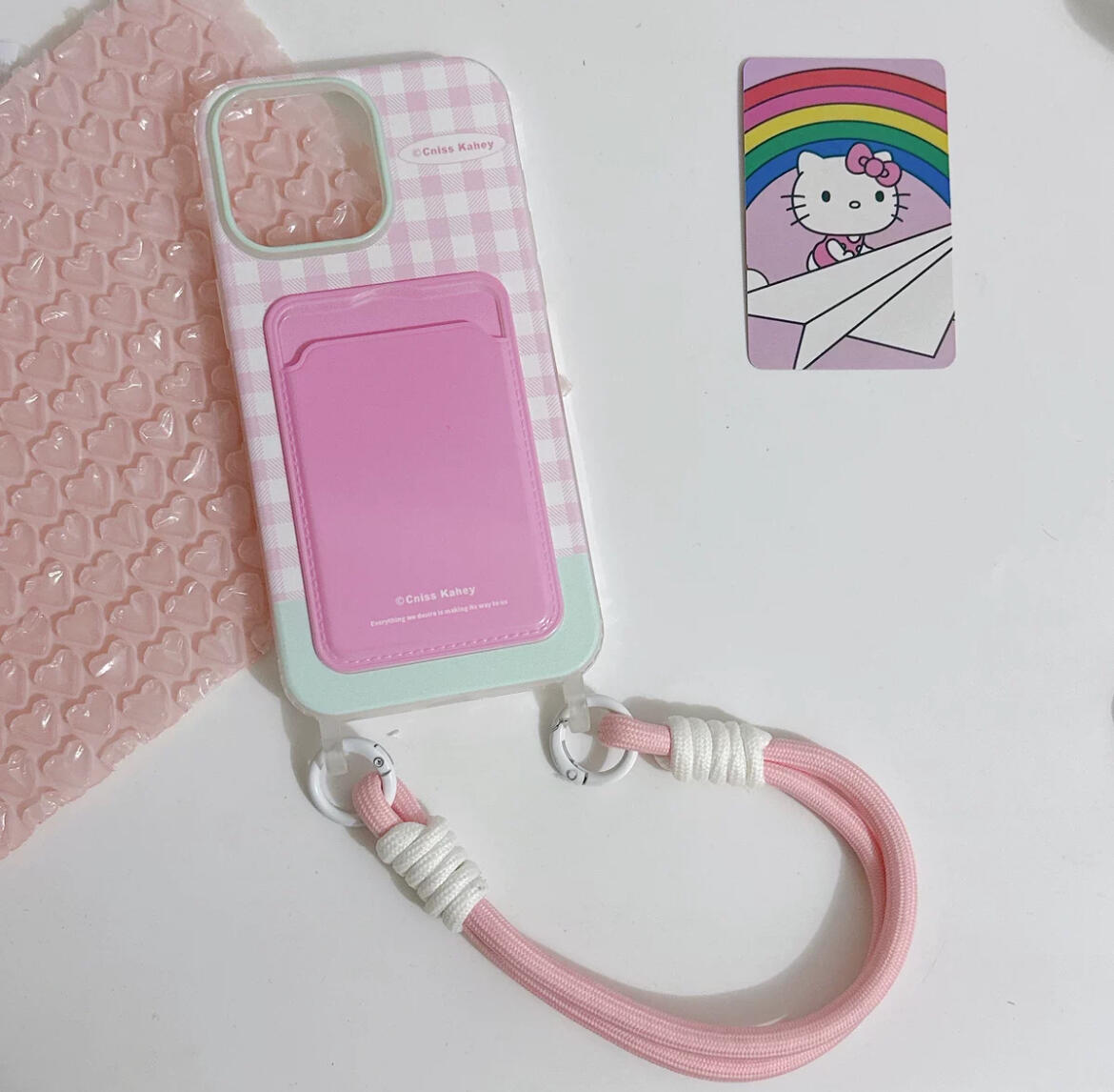 Pink Checkered iPhone Case, customer photo