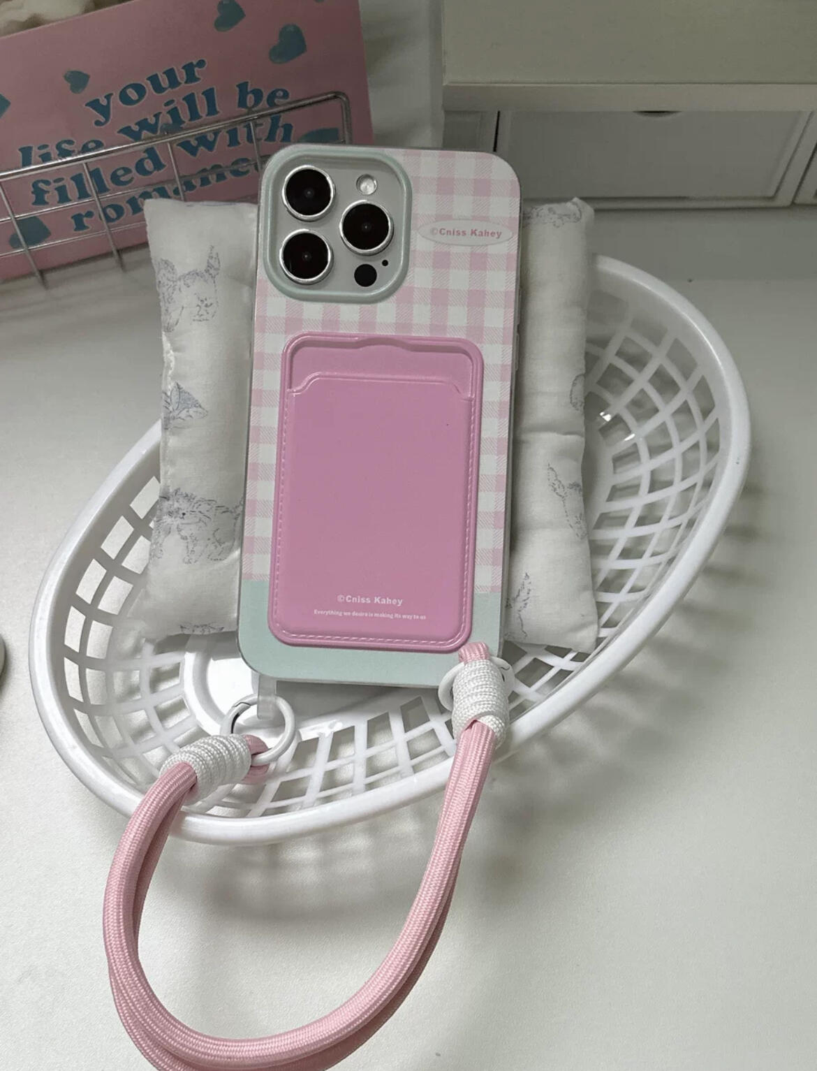 Pink Checkered iPhone Case, customer photo