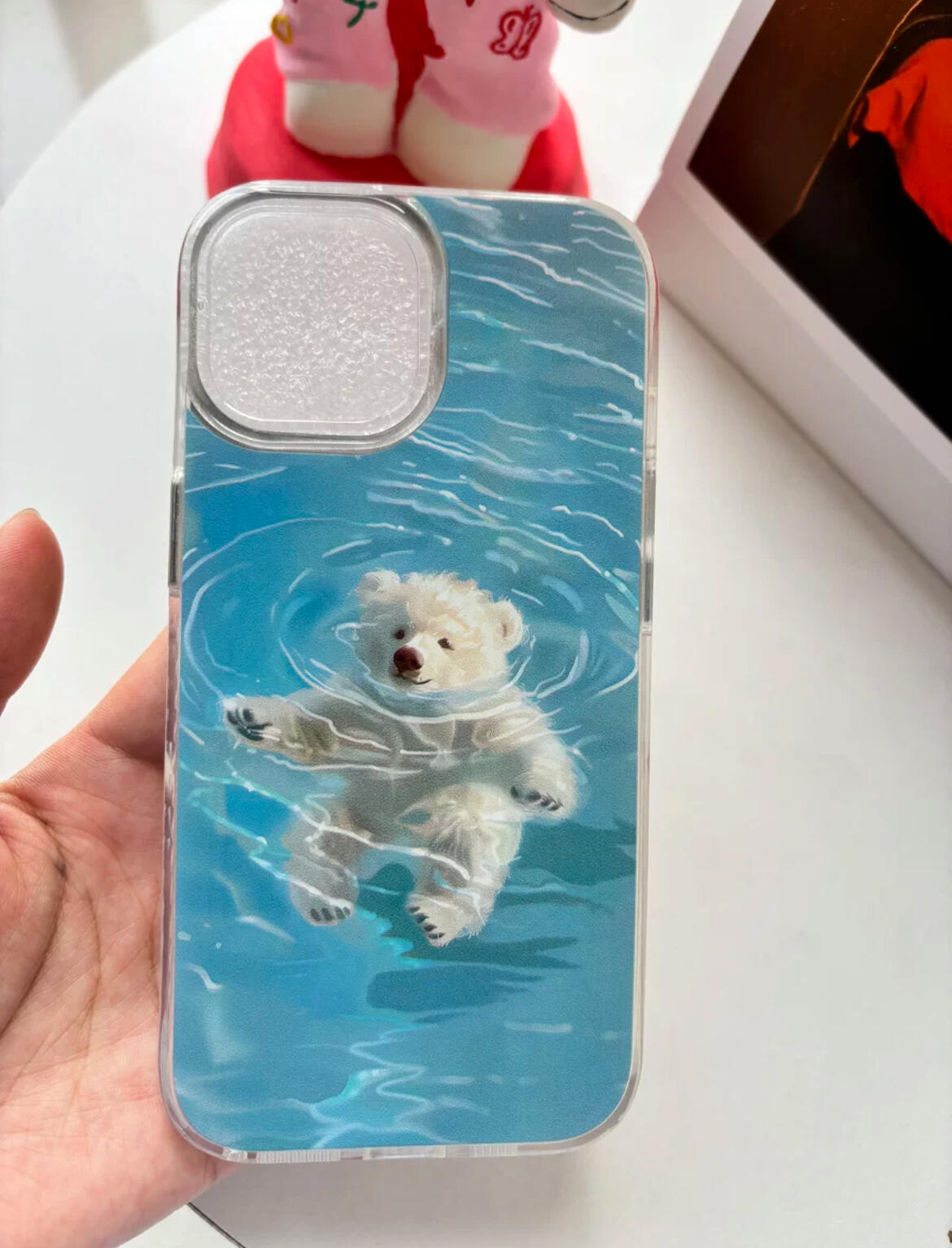 Swimming Bear iPhone Case, customer photo