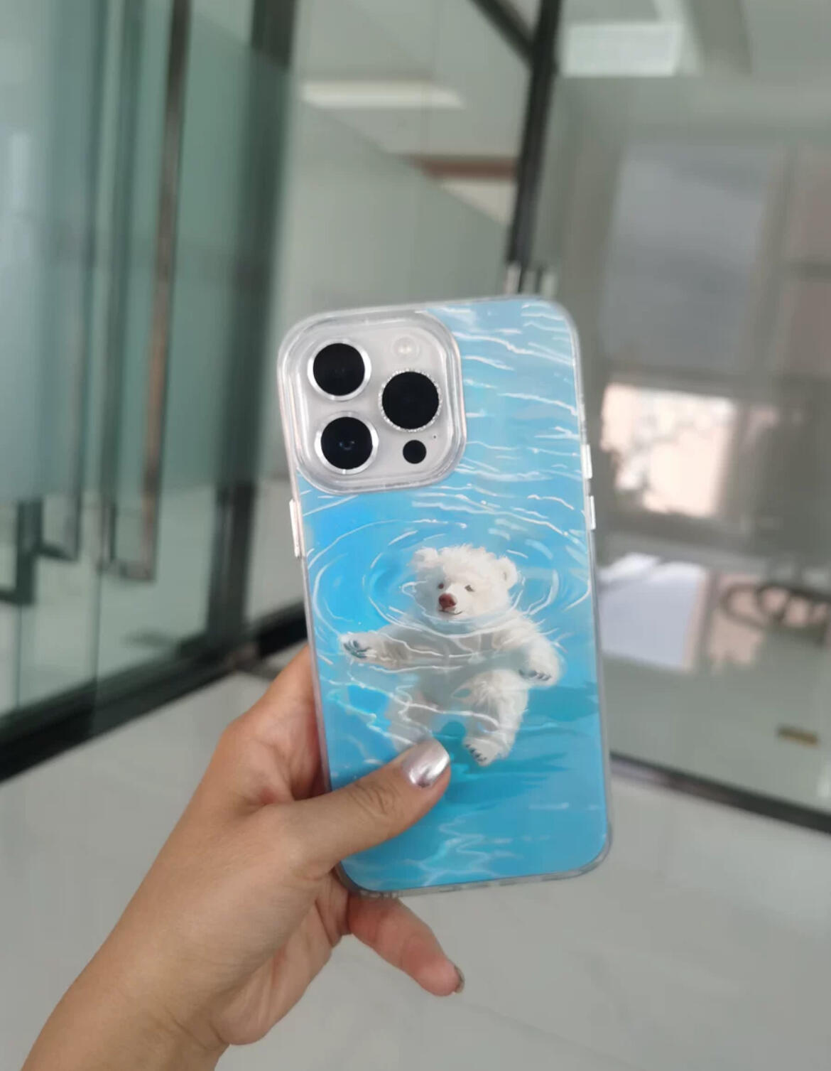 Swimming Bear iPhone Case, customer photo