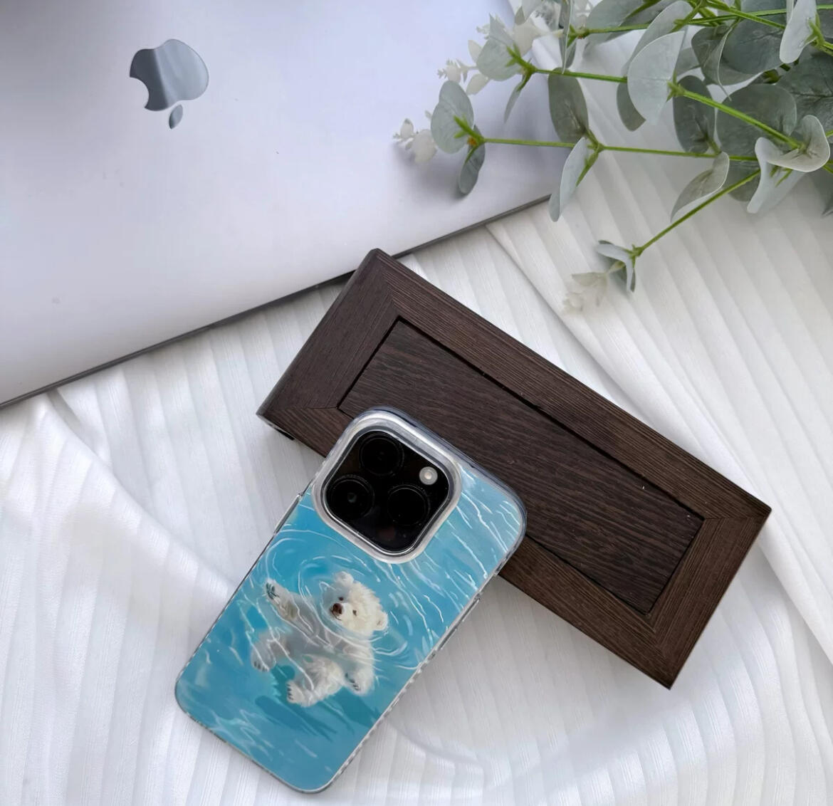 Swimming Bear iPhone Case, customer photo