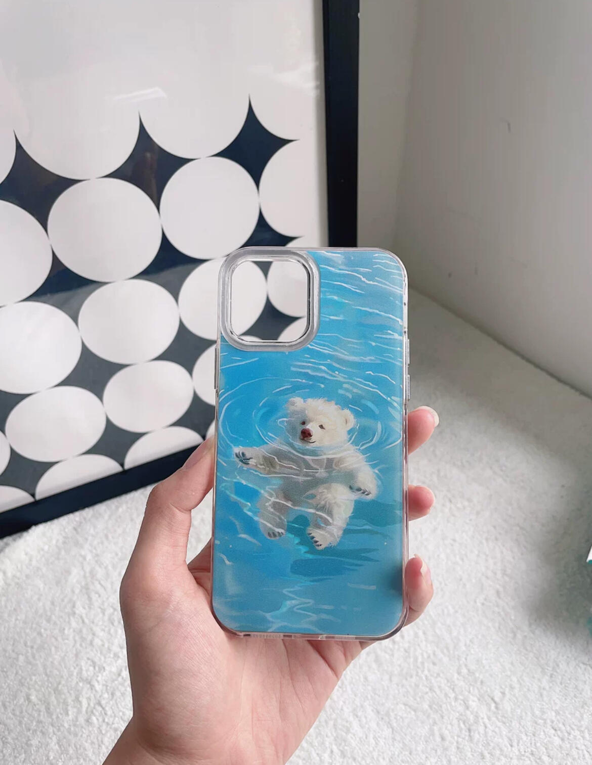 Swimming Bear iPhone Case, customer photo