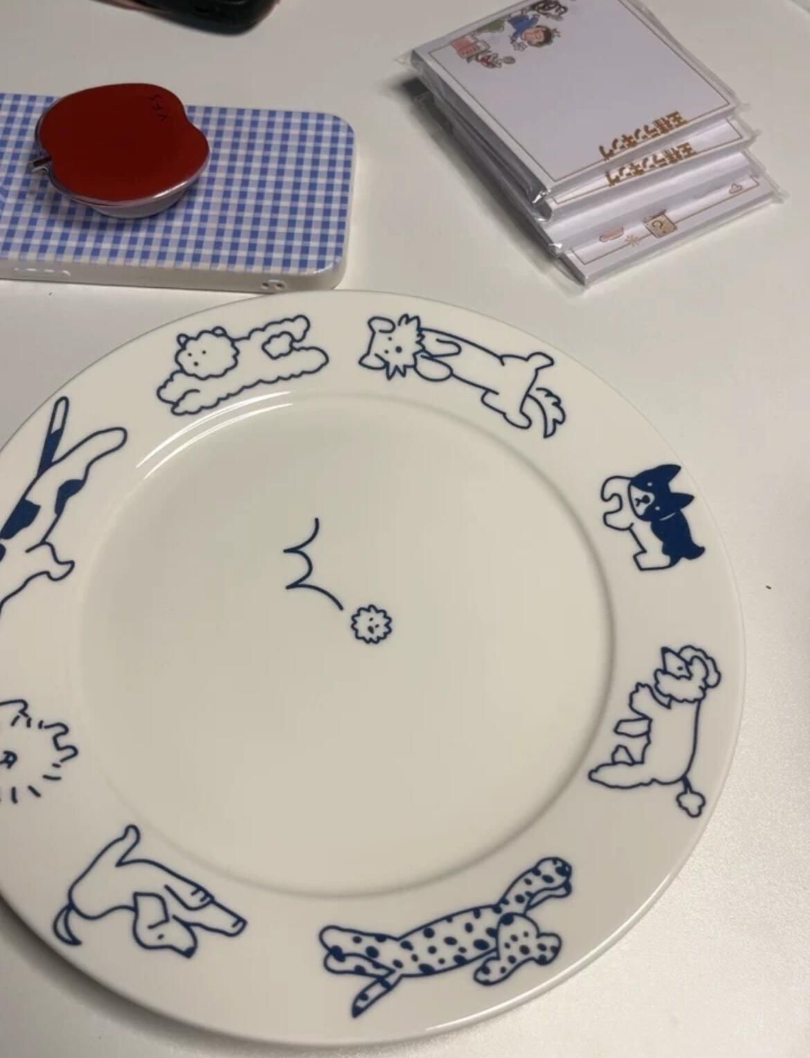 Blue Cat & Dog Ceramic Plate, customer photo
