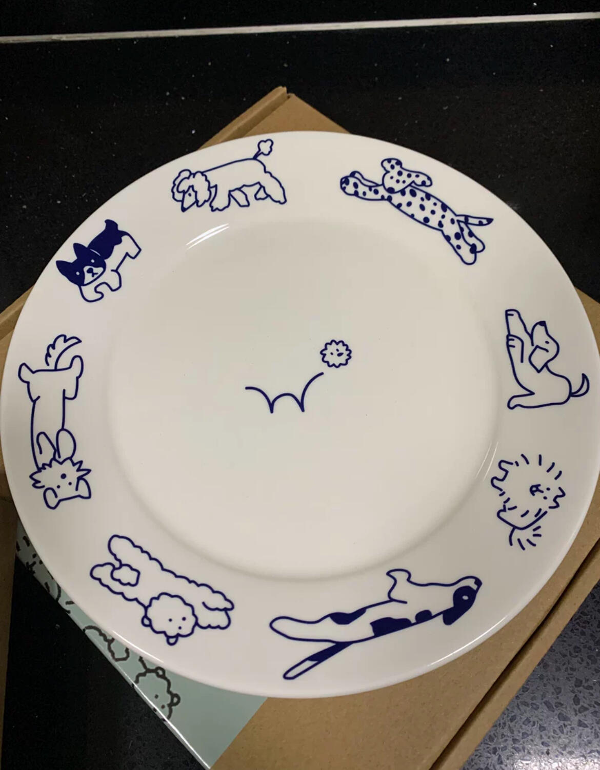 Blue Cat & Dog Ceramic Plate, customer photo