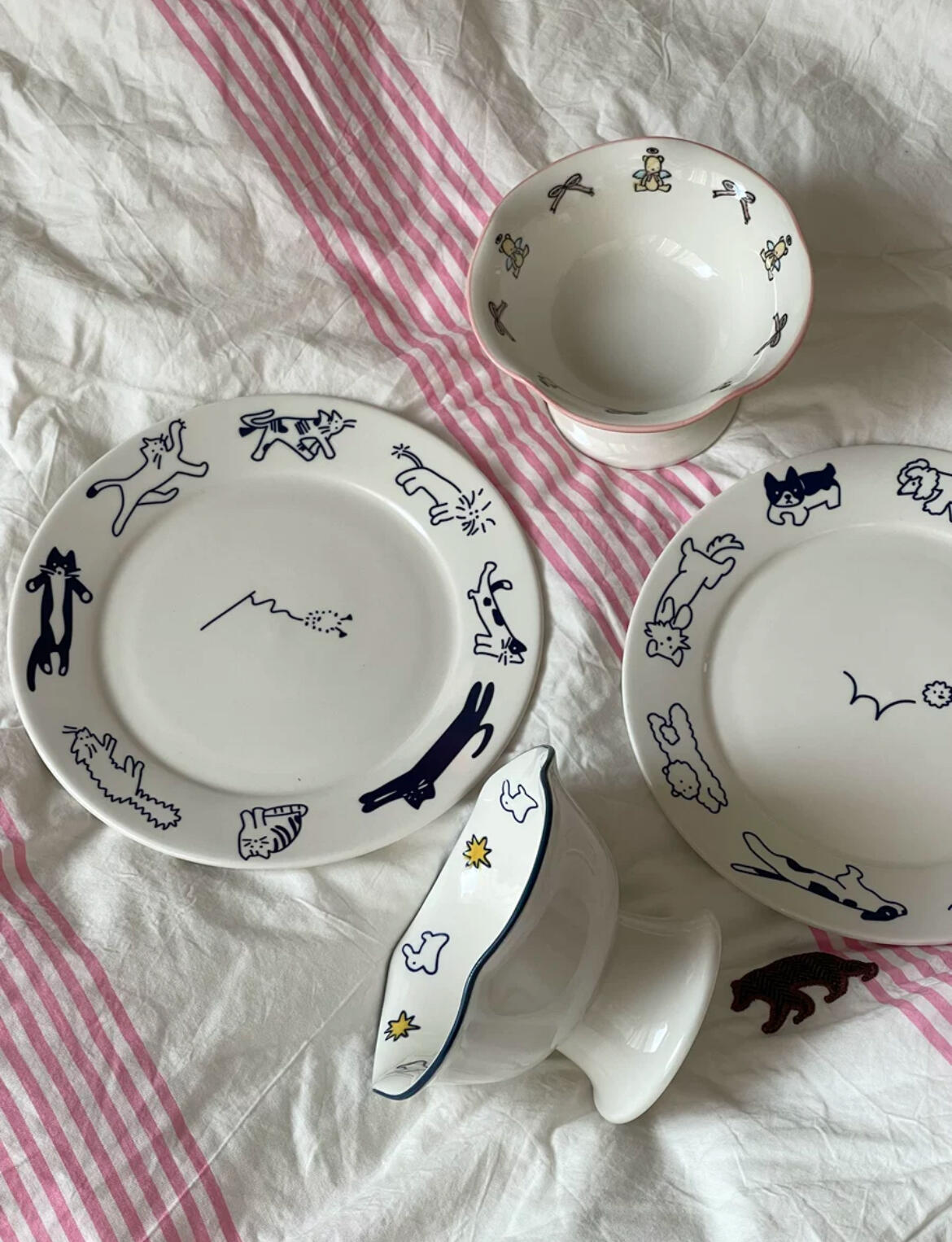 Blue Cat & Dog Ceramic Plate, customer photo