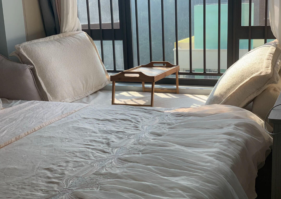 Wood Bed Table, customer photo