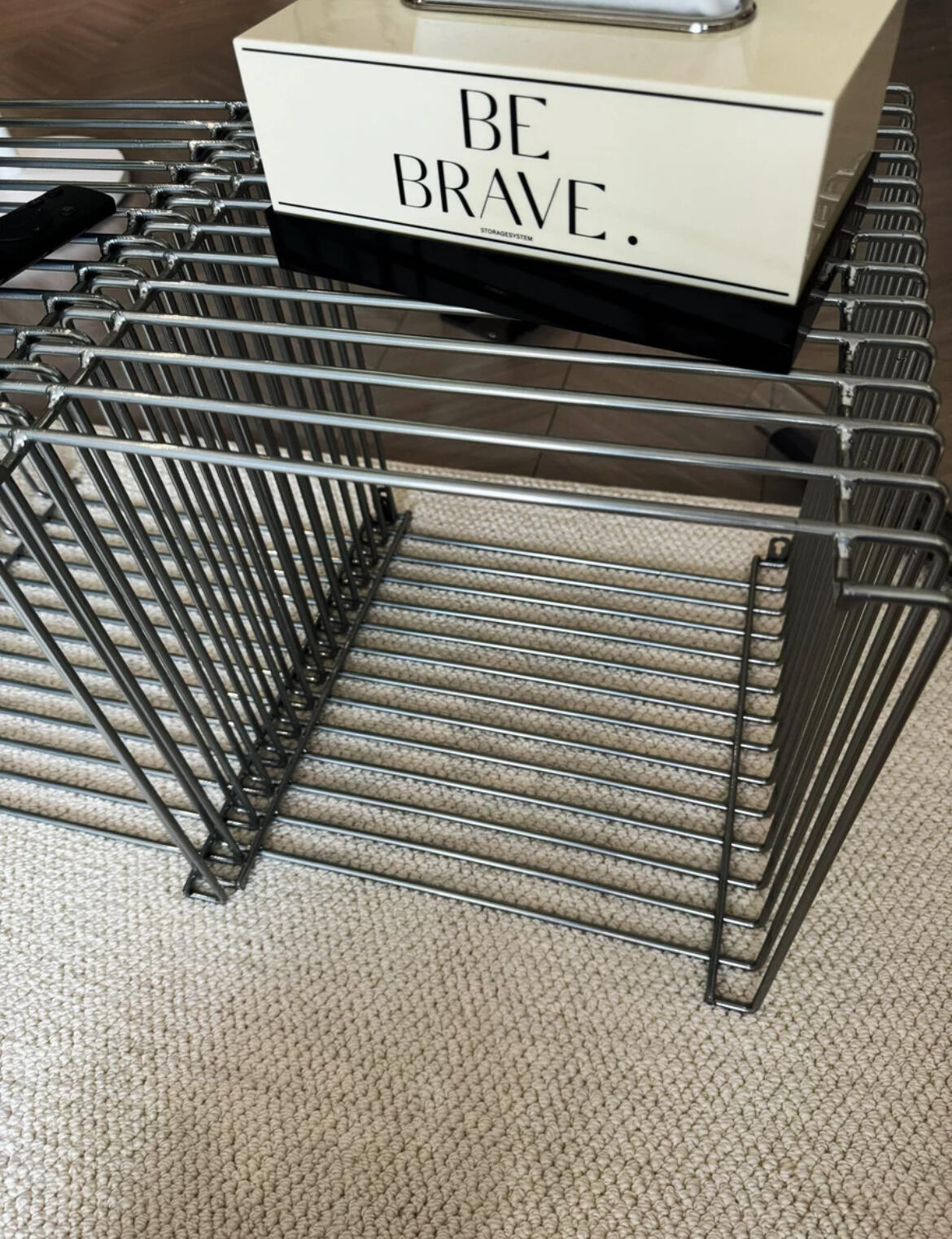 Modern Metal Cube Side Table, customer photo