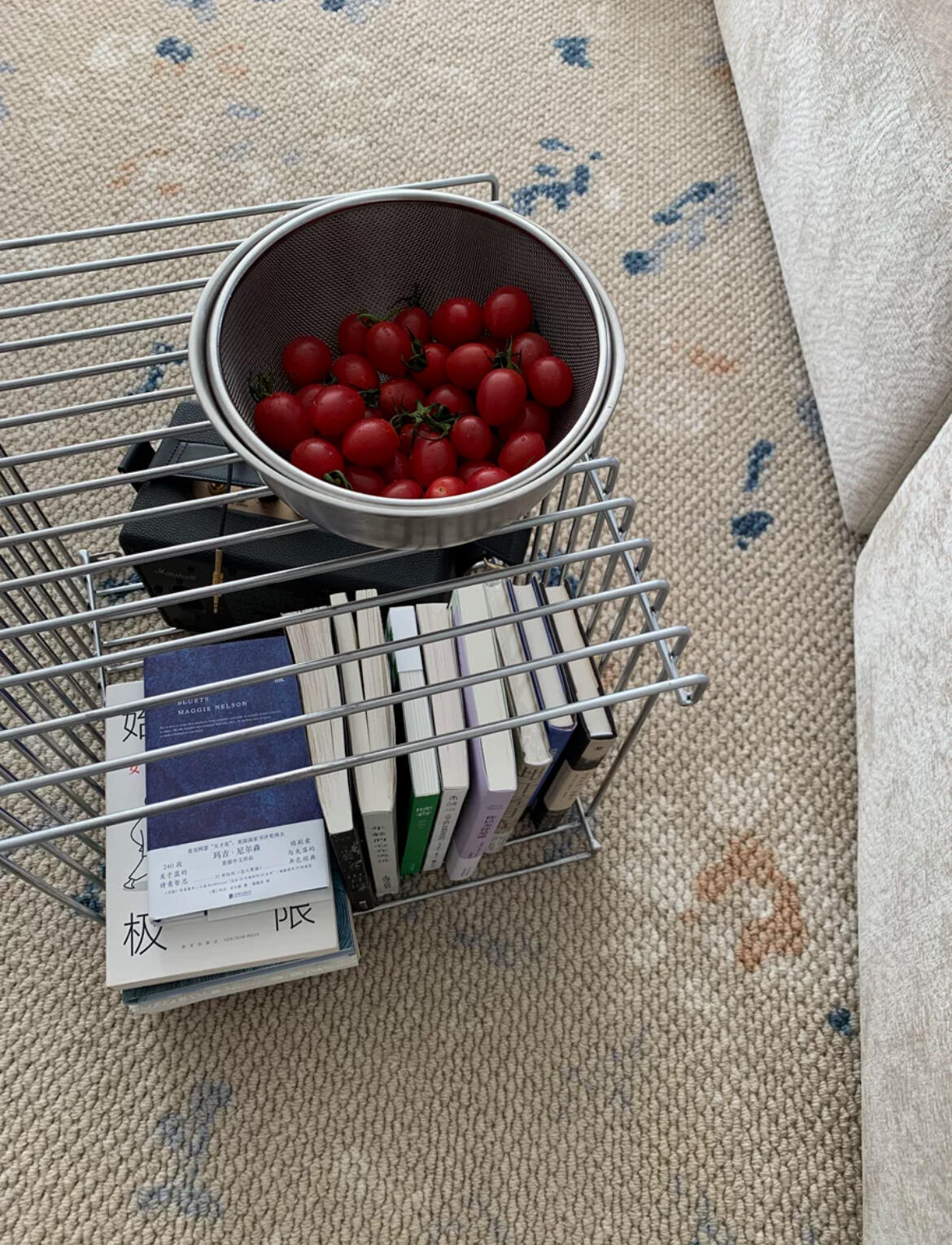 Modern Metal Cube Side Table, customer photo