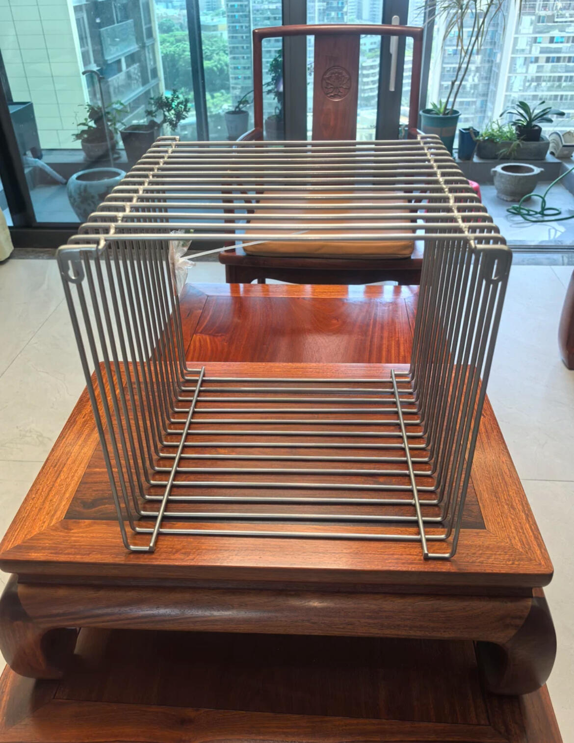 Modern Metal Cube Side Table, customer photo