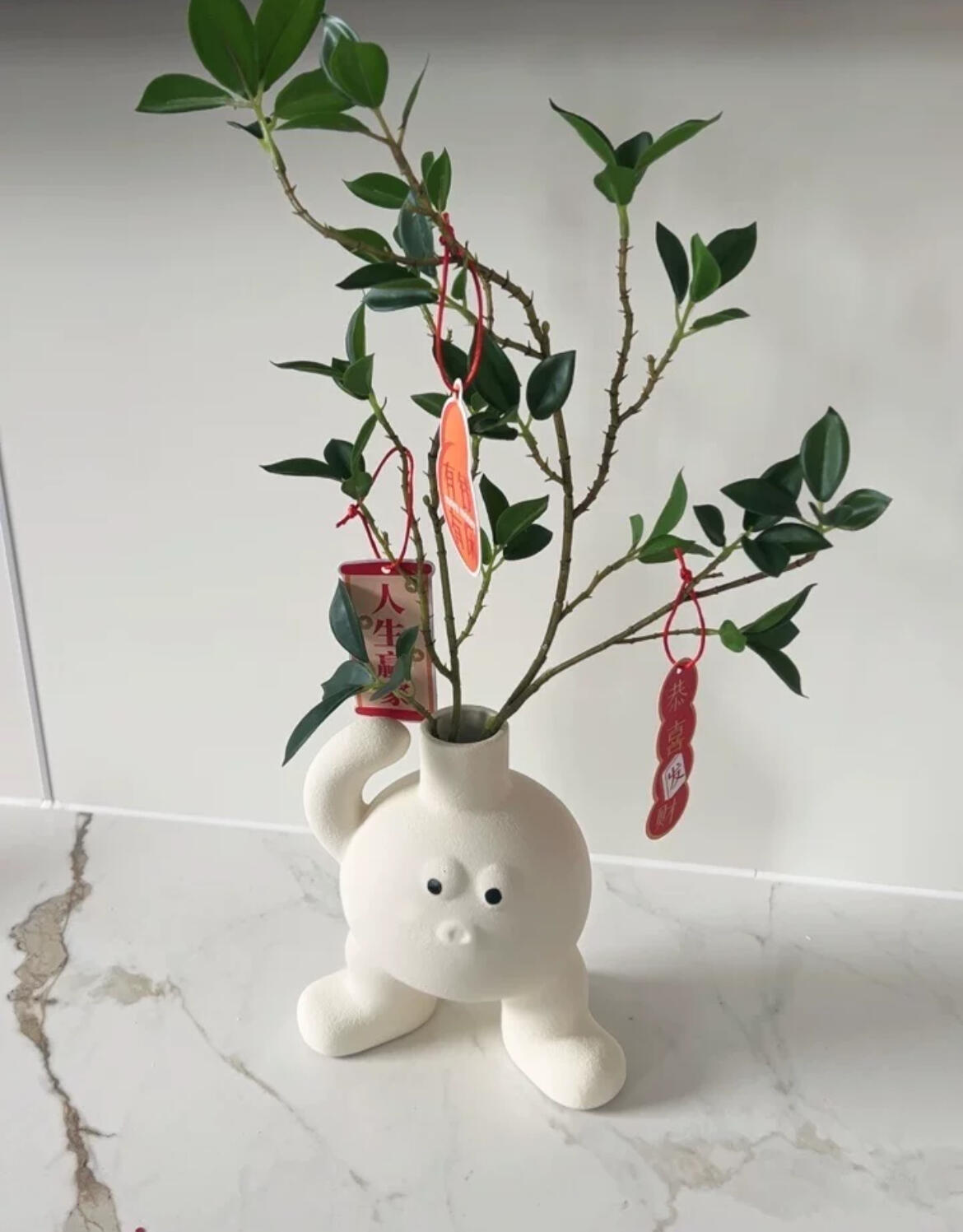 White Ceramic Art Vase, customer photo