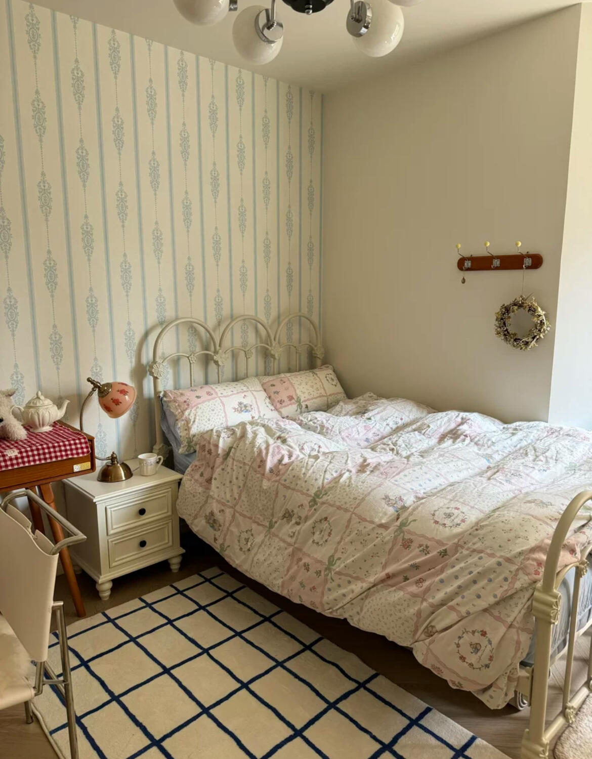 Bedroom Checkered Rug, customer photo