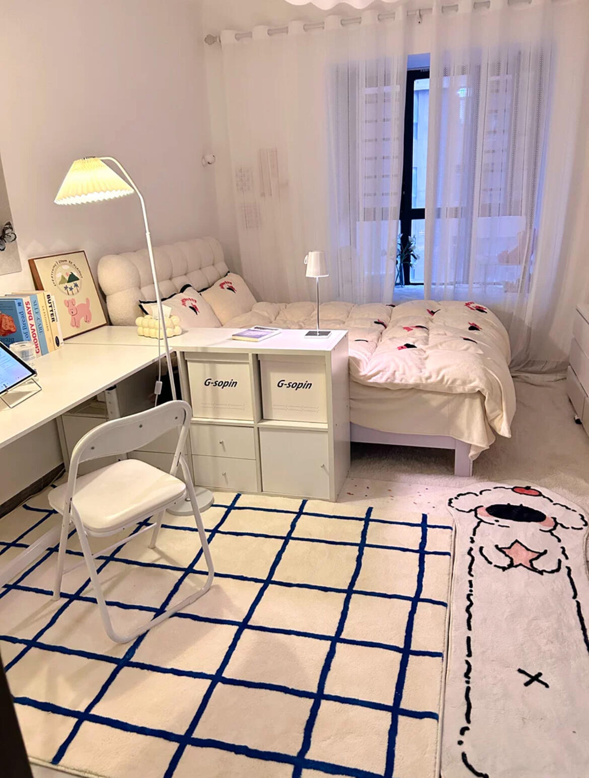 Bedroom Checkered Rug, customer photo