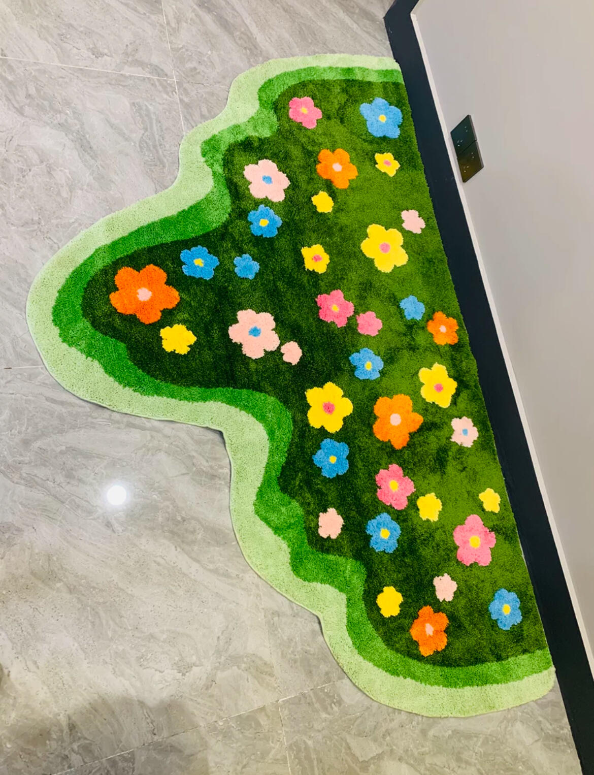 Green Floral Bedroom Rug, customer photo